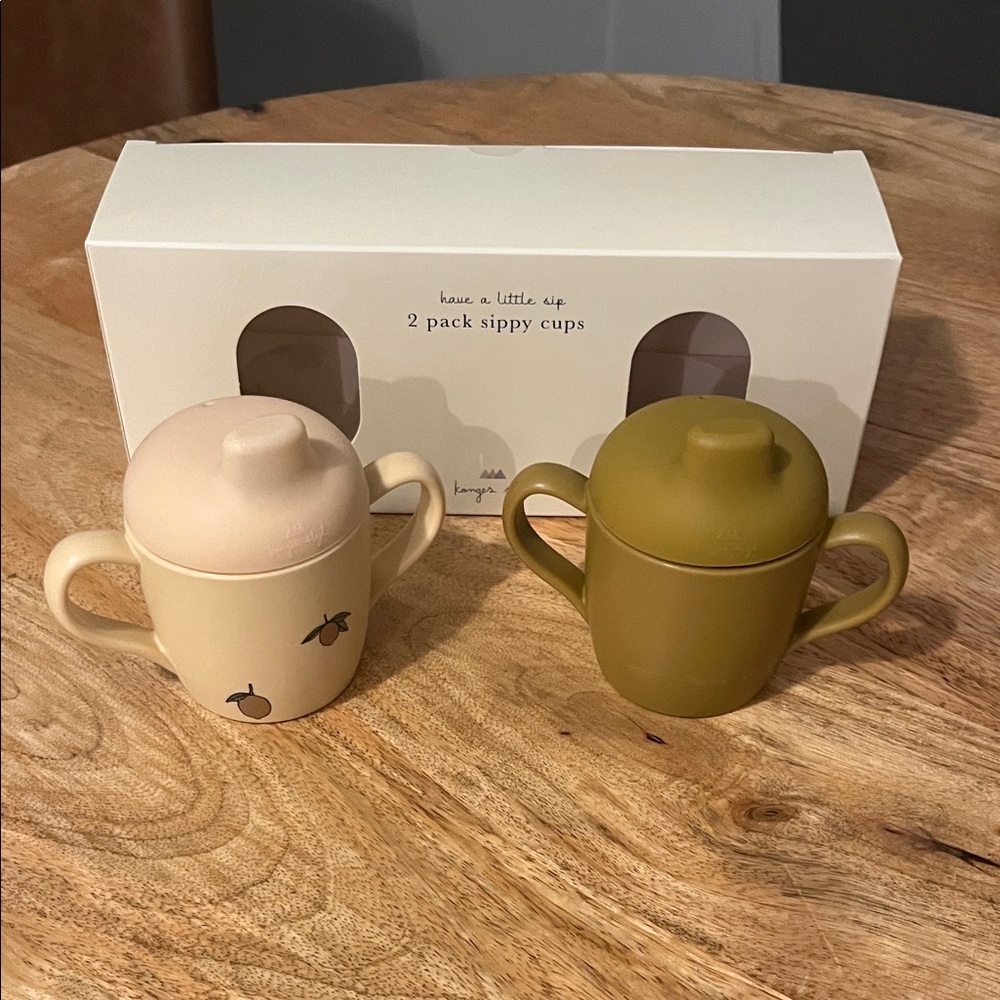 BABY: Sippy Cups Set - Beige and Mustard